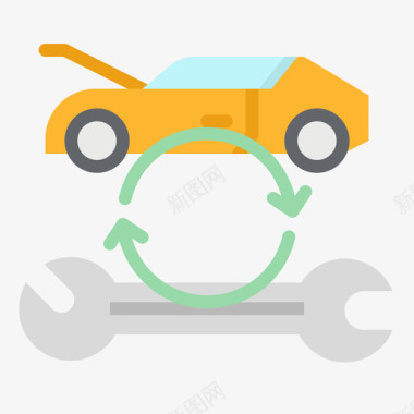 修理汽车服务4扁平图标图标