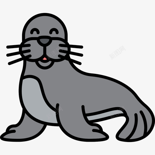海豹动物27线形颜色图标svg_新图网 https://ixintu.com 动物 海豹 线形 颜色