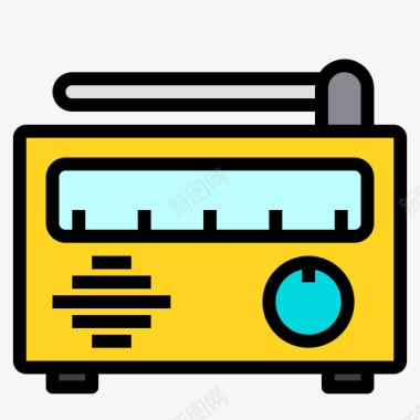 收音机小工具20线性颜色图标图标