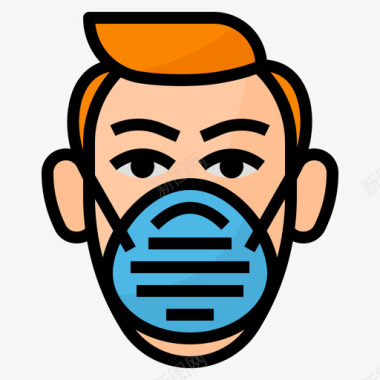 面罩空气污染3线性颜色图标图标