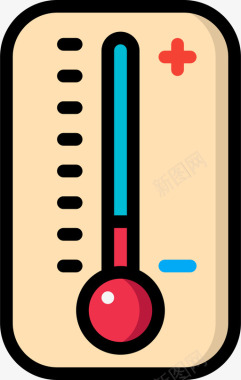 温度计冬季线性颜色图标图标