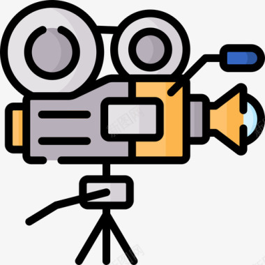 电影摄影机电视38线性彩色图标图标