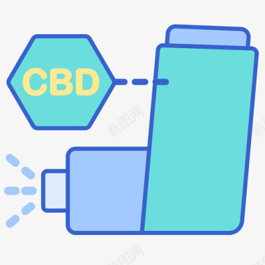 Cbd吸入器Cbd油2线性颜色图标图标