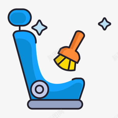 汽车座椅清洁101线性颜色图标图标