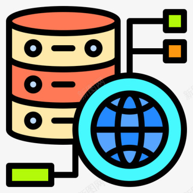 数据库网络和数据库3线性颜色图标图标