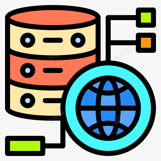 数据库网络和数据库3线性颜色图标svg_新图网 https://ixintu.com 数据库 线性 网络 颜色