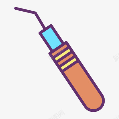 牙科探头牙科40线性颜色图标图标
