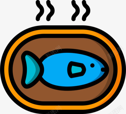 鱼东方食物2线色图标图标