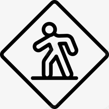人行横道美国路标3线形图标图标