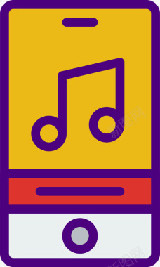 歌曲用户界面移动线性颜色图标图标