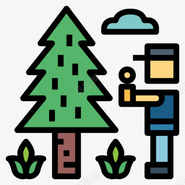 森林旅行者3线性颜色图标图标