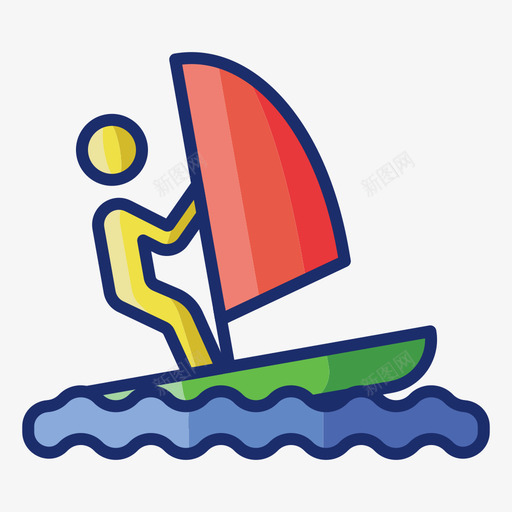 风帆冲浪夏季旅行2线性颜色图标svg_新图网 https://ixintu.com 冲浪 夏季 旅行 线性 颜色 风帆