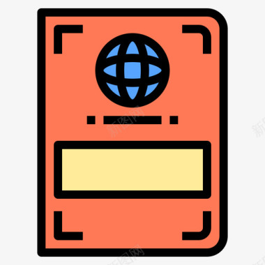 护照旅行工具2线性颜色图标图标