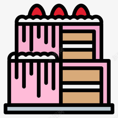 蛋糕咖啡店120线性颜色图标图标