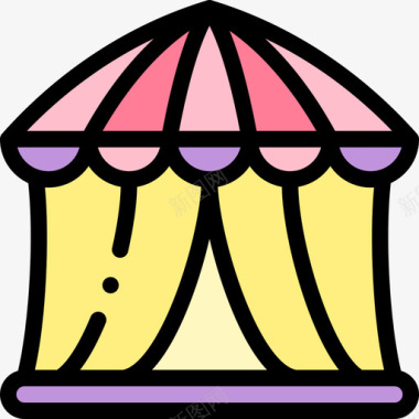 马戏团帐篷嘉年华69线性颜色图标图标