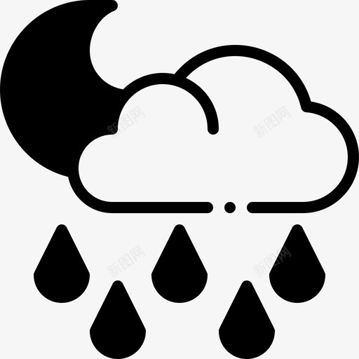 下雨天气240填充图标svg_新图网 https://ixintu.com 下雨 填充 天气