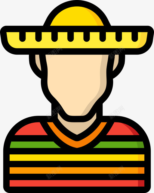 墨西哥人刻板印象1线性颜色图标svg_新图网 https://ixintu.com 刻板 印象 墨西哥 线性 颜色