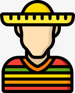 刻板墨西哥人刻板印象1线性颜色图标高清图片