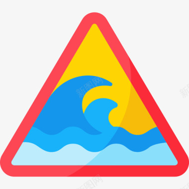 海啸警报和警报5平坦图标图标