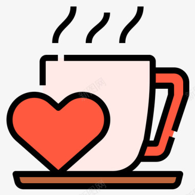 咖啡杯浪漫爱情9线性颜色图标图标