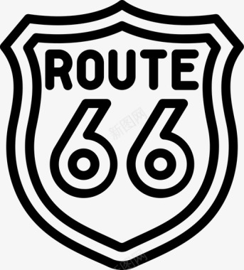 66号公路美国路标3号线形图标图标
