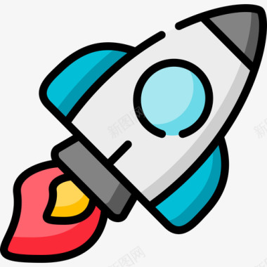 火箭运输166线性颜色图标图标