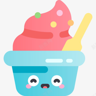 冰淇淋杯甜点4平的图标图标