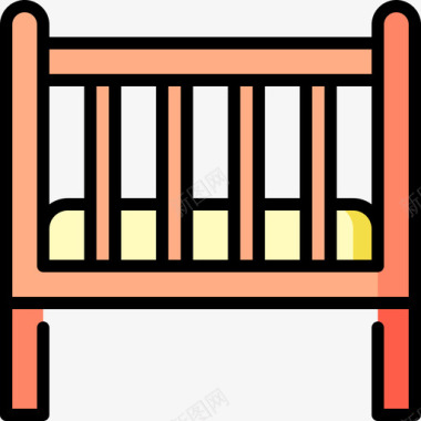 婴儿床婴儿玩具10线性颜色图标图标