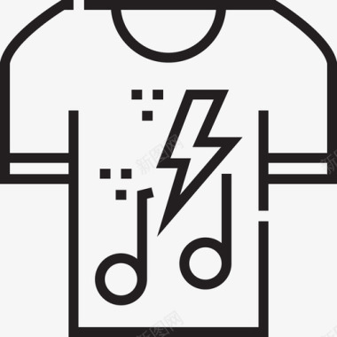 T恤摇滚乐32直线型图标图标