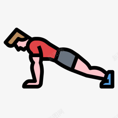 俯卧撑健身和健康6线性颜色图标图标