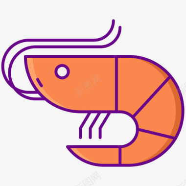 虾热带55线形颜色图标图标
