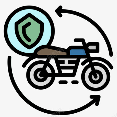 摩托车保险65线性颜色图标图标