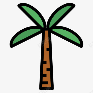 棕榈树树5线形颜色图标图标