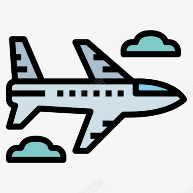 飞机旅行者3线性颜色图标图标