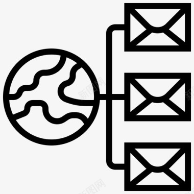 邮件网络配送全球图标图标