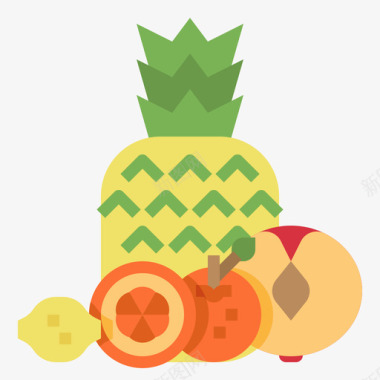 水果健身和健康5平淡图标图标