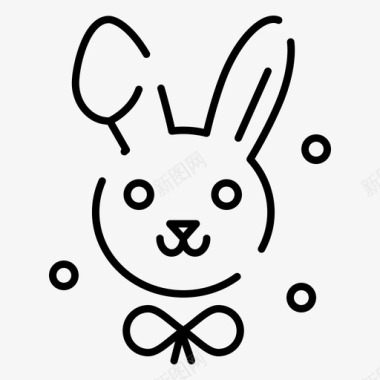兔子复活节东方规则虚线图标图标