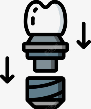 牙齿假肢2线性颜色图标图标