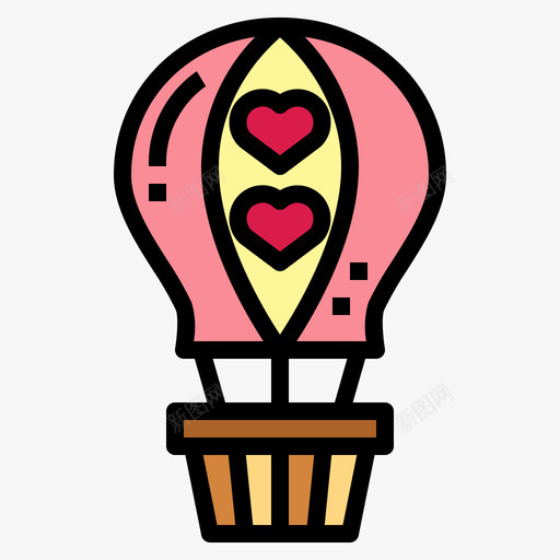 热气球爱情和情人节6线性颜色图标svg_新图网 https://ixintu.com 情人节 热气球 爱情 线性 颜色