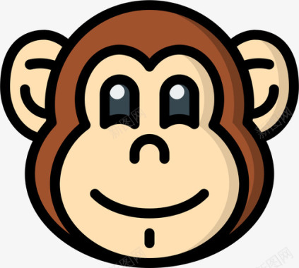 猴子动物园24线性颜色图标图标