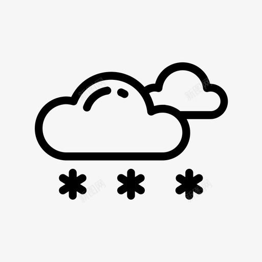 雪云季节图标svg_新图网 https://ixintu.com 冬天 天气 季节