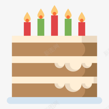 蛋糕庆祝49扁平图标图标