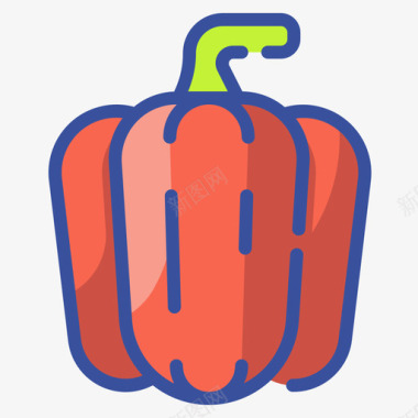 甜椒水果和蔬菜48线形颜色图标图标