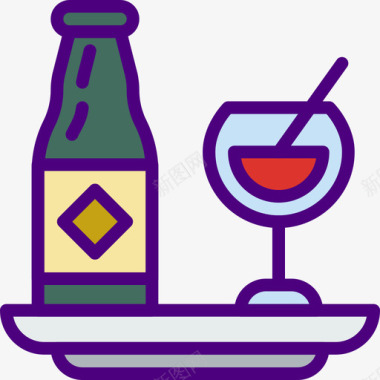 葡萄酒食物168线性颜色图标图标