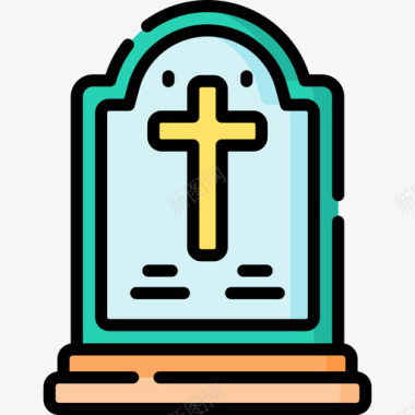 线性墓碑复活节纪念日图标图标
