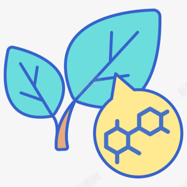 萜烯类cbd油2线性颜色图标图标