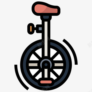 独轮车游乐园64线性颜色图标图标