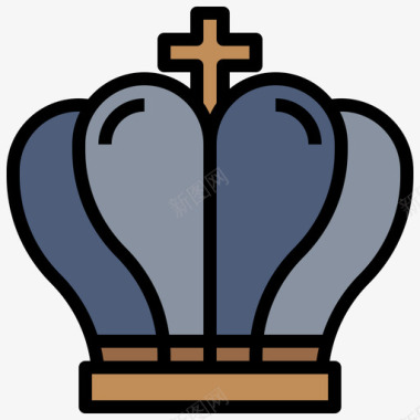 皇冠基督教3线性颜色图标图标