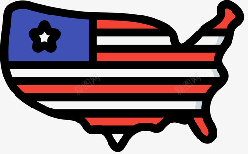 美利坚合众国独立日第6日线性颜色图标图标