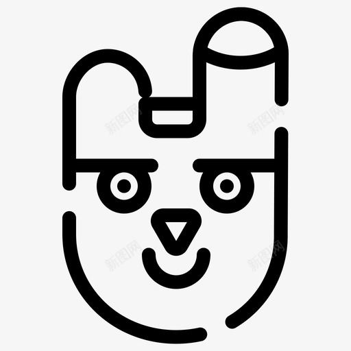 动物兔子脸图标svg_新图网 https://ixintu.com 伊斯特 兔子 动物 虚线